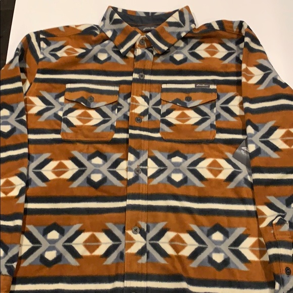 NWT Eddie Bauer Chutes Microfleece Shirt Toffee - Picture 4 of 6
